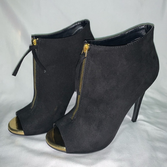 Black Open Toe Booties - Picture 6 of 6